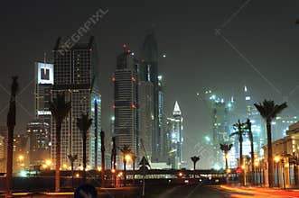 United Arab Emirates: Dubai skyline at night
