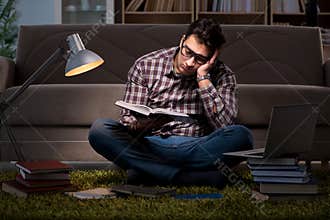 The student reading books preparing for exams