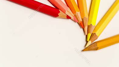 Color pencils spread around, stop-motion