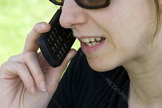 Woman talking on cell phone