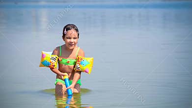 Girl play with water