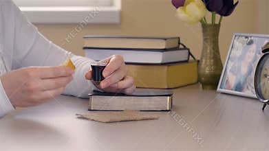 Young Christian woman taking Communion
