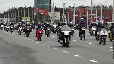 BELARUS, MINSK - April 30, 2017: Motorcycle Season opening parade with thousands of bikers on the road. H.O.G - festival