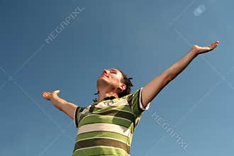 Man with his arms wide open