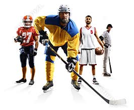 Sport collage american football basketball baseball ice hockey etc