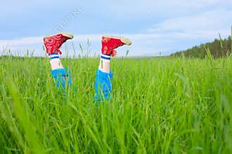 Feet in gym shoes and hungry mosquitoes