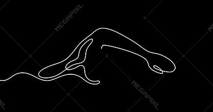 Swimming motion graphic design using movable single line.