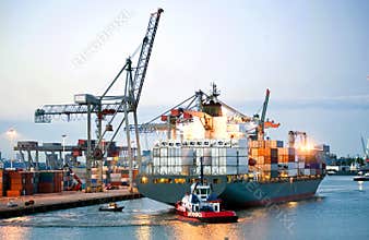 Maneuvering container ship