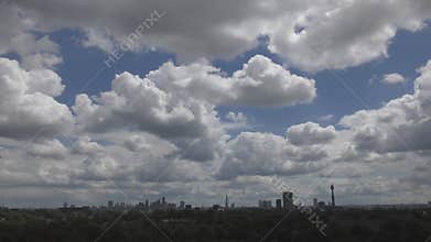 View of central London. Beautiful clouds.
