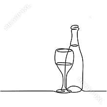 Wine bottle and glass contour.