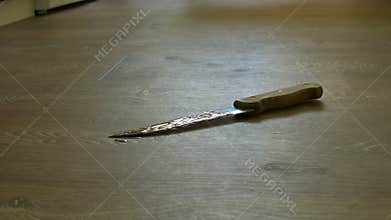 Crime Bloody Knife on Floor