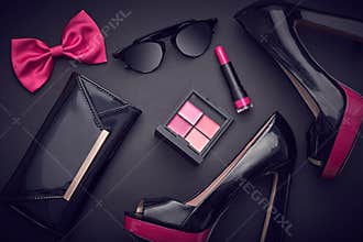 Fashion Design Woman Accessories Set.Glamor Makeup