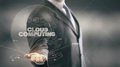 Cloud Computing with hologram businessman concept