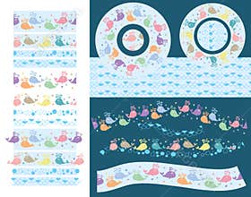 Whale cute pattern brush