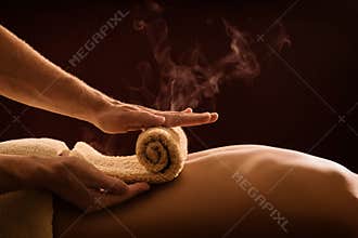 Hot towel compress. SPA treatment