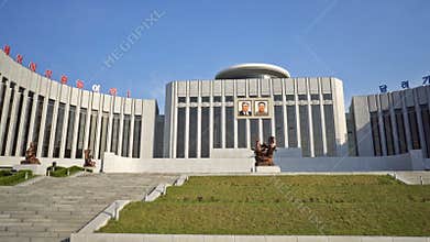 Panoramic view of the Mangyongdae School Children`s Palace. Pyongyang, DPRK - North Korea. May 03, 2017. UHD - 4K
