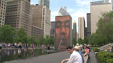 Crown fountain in the Millennium Park, Chicago