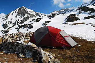 Tent camping in mountains romania