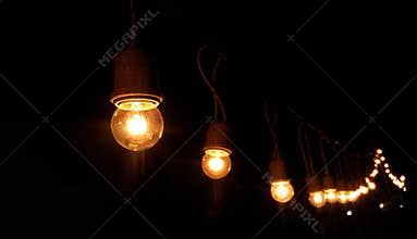 Light bulbs are bright at night time