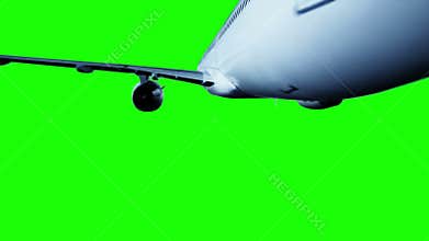 Passenger airbus a321 flying in the clouds. Green screen. Realistic 4K animation.