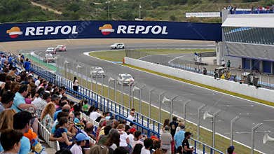 CADIZ - MAY 28: Clio Cup Spain at Jerez de la Frontera Circuit on May 28, 2017 in Cadiz, Spain