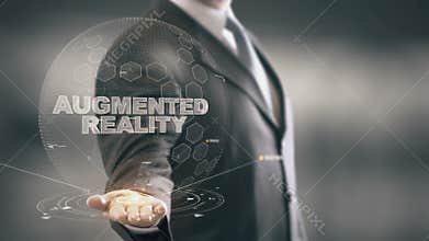 Augmented Reality with hologram businessman concept