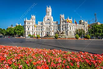 Madrid,Spain-May 27,2015: Cibeles Palace and fountain at the Plaza de Cibeles in Madrid, Spain