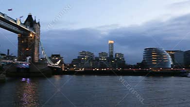 Modern London cityscape at night