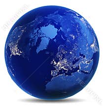 Earth globe white isolated