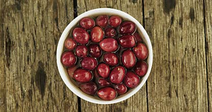 Red olives marinated in oil