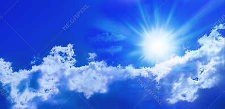 Blue Sun Sky Panorama Banner