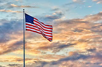 United States Flag sundown