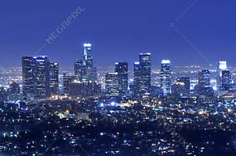 Los Angeles city skyline at night