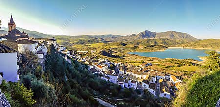 Casares with mountains and lake landscape