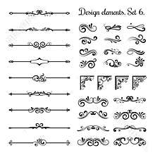 Ornamental borders and flourish corners, royal ornament swirls vector vintage page dividers