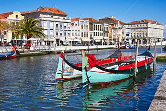 Traditional boats on the canal in Aveiro
