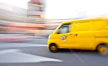 Delivery van motion blur