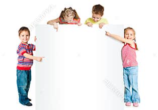 Kids with white banner