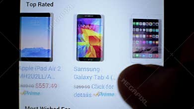 Online shop website touchscreen display. Buy new