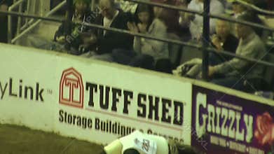 Bucking Bronco Send Rodeo Rider Into The Wall