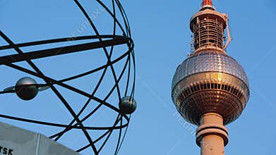 Berlin sunrise detail TV Tower universe clock fast