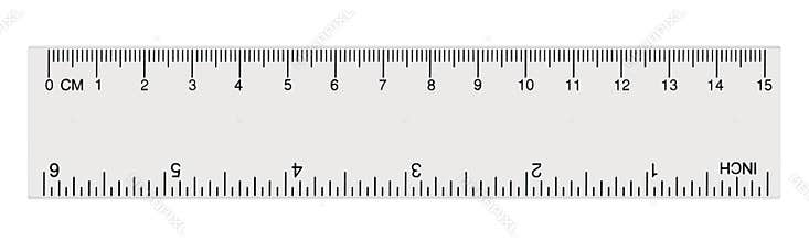 White transparent ruler, isolated inch and centimetre, inches, centimeters, centimetres, millimeters, millimetres, imperial metric