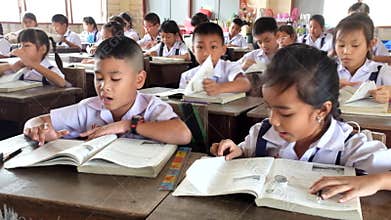 Children in lesson on the classroom at Elementary School