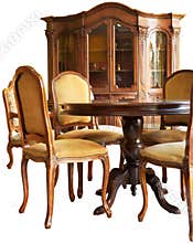 Old classic wooden furniture with handmade woodcar