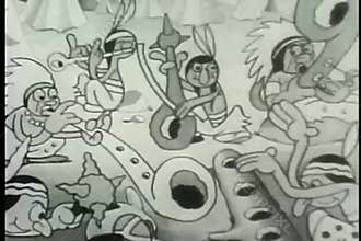 Wide shot Native American band