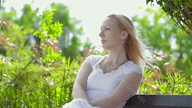 Blond lady and summer wind.