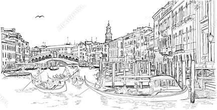 Venice - Grand Canal. View of the Rialto Bridge