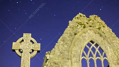 Celtic cross at night. Detail