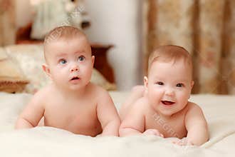 Two twin babies, girls