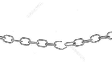 Chain breaking over white background